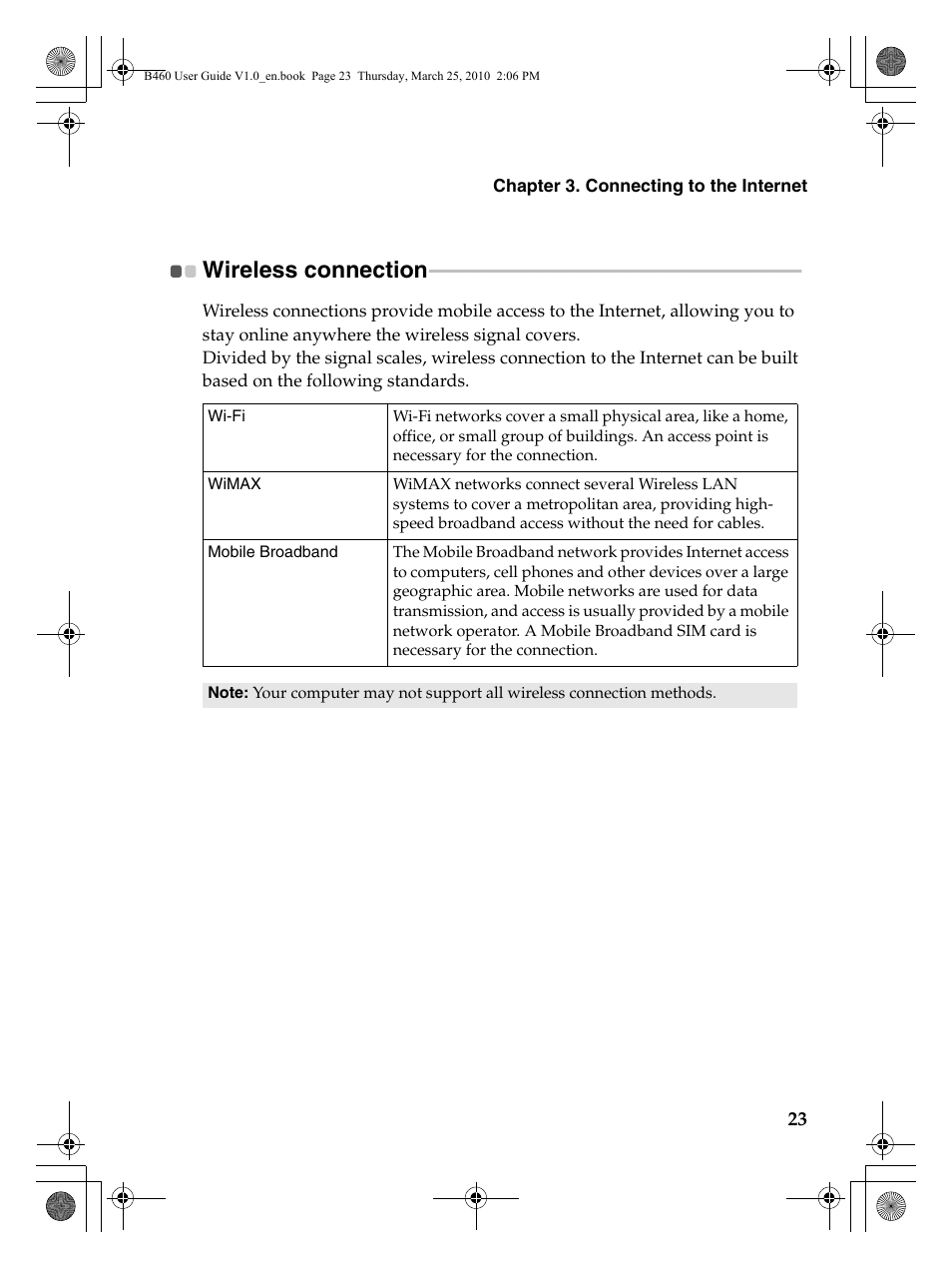 Wireless connection | Lenovo B460 Notebook User Manual | Page 27 / 60