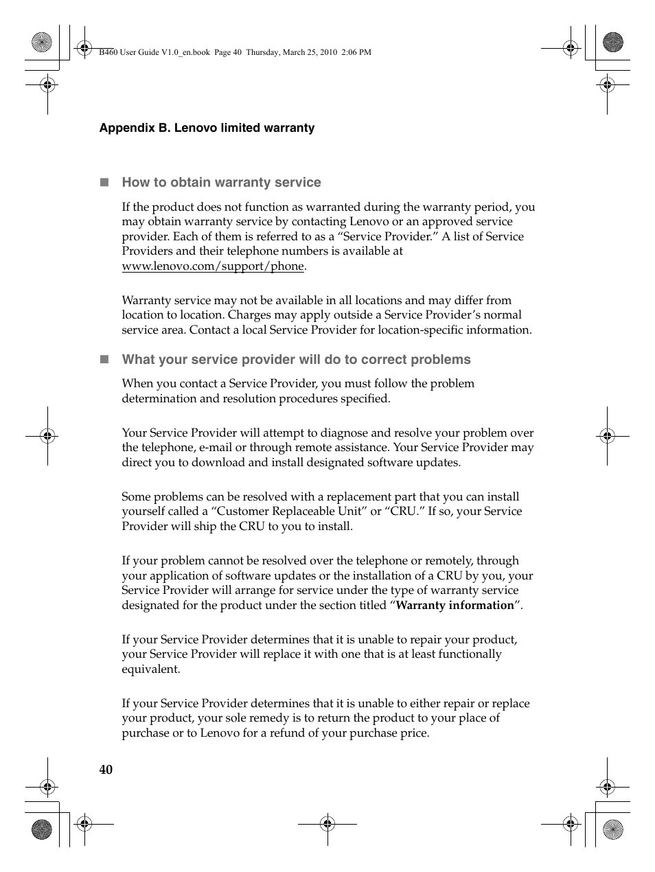 Lenovo B460 Notebook User Manual | Page 44 / 60