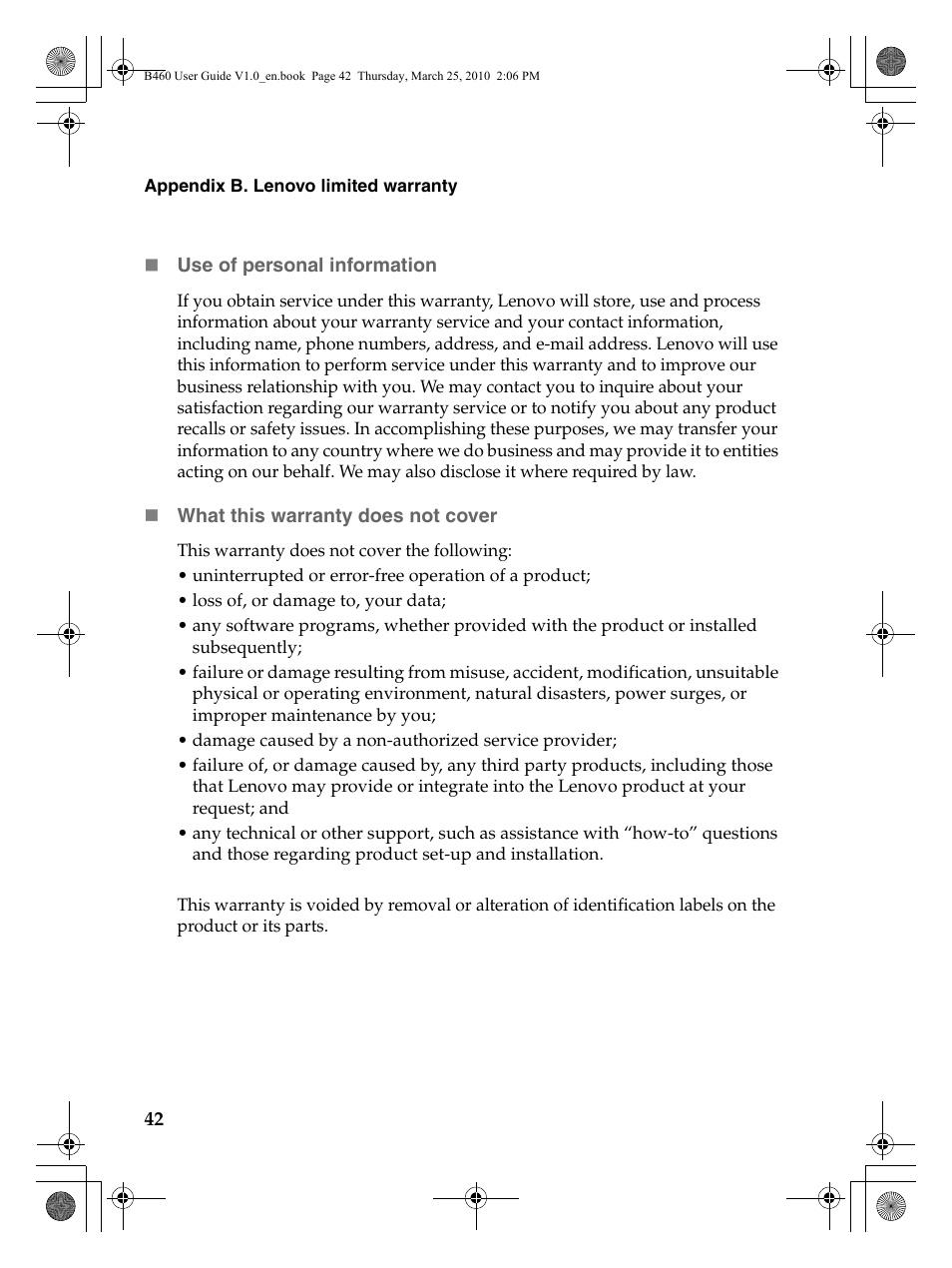 Lenovo B460 Notebook User Manual | Page 46 / 60