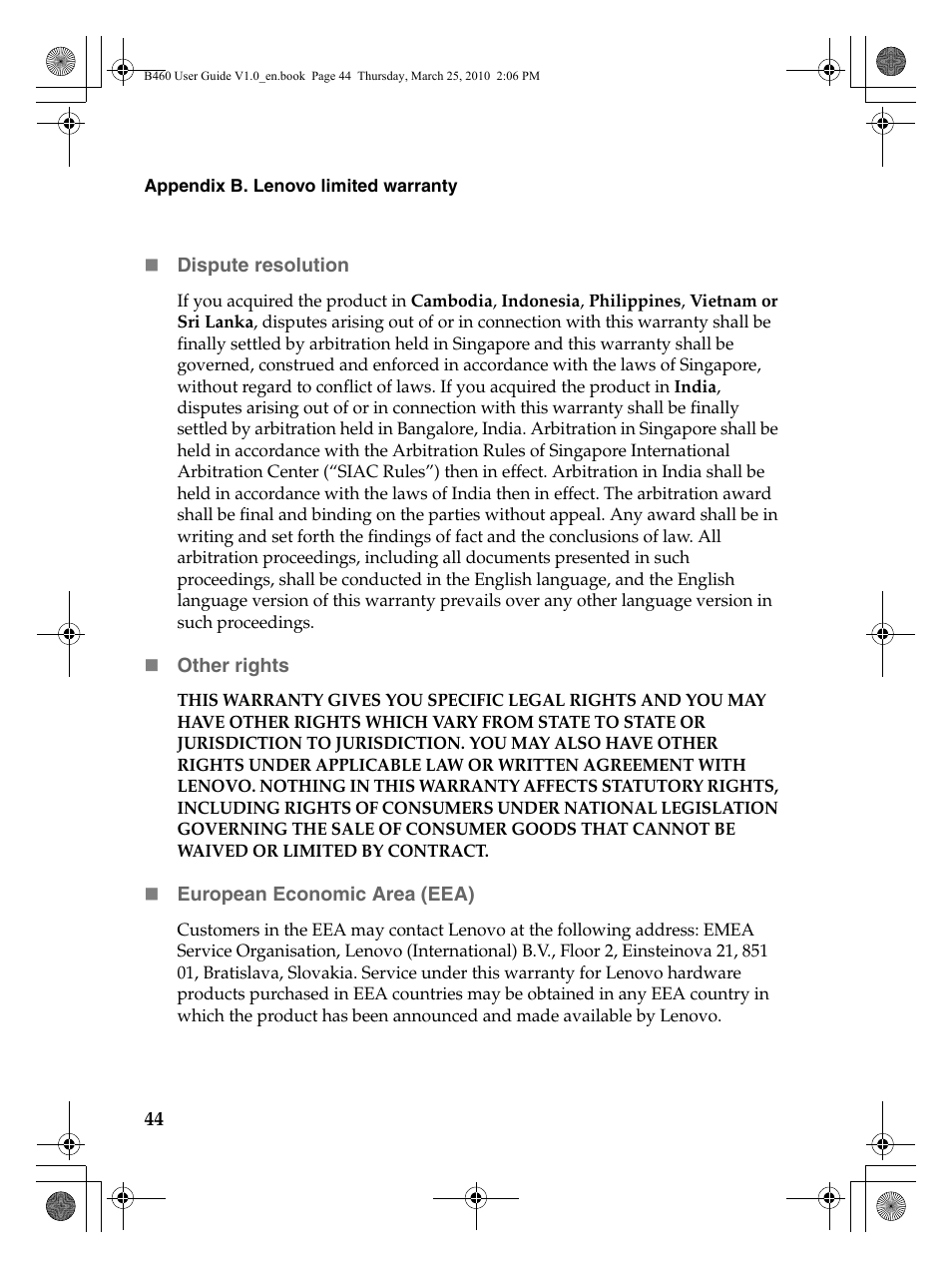 Lenovo B460 Notebook User Manual | Page 48 / 60