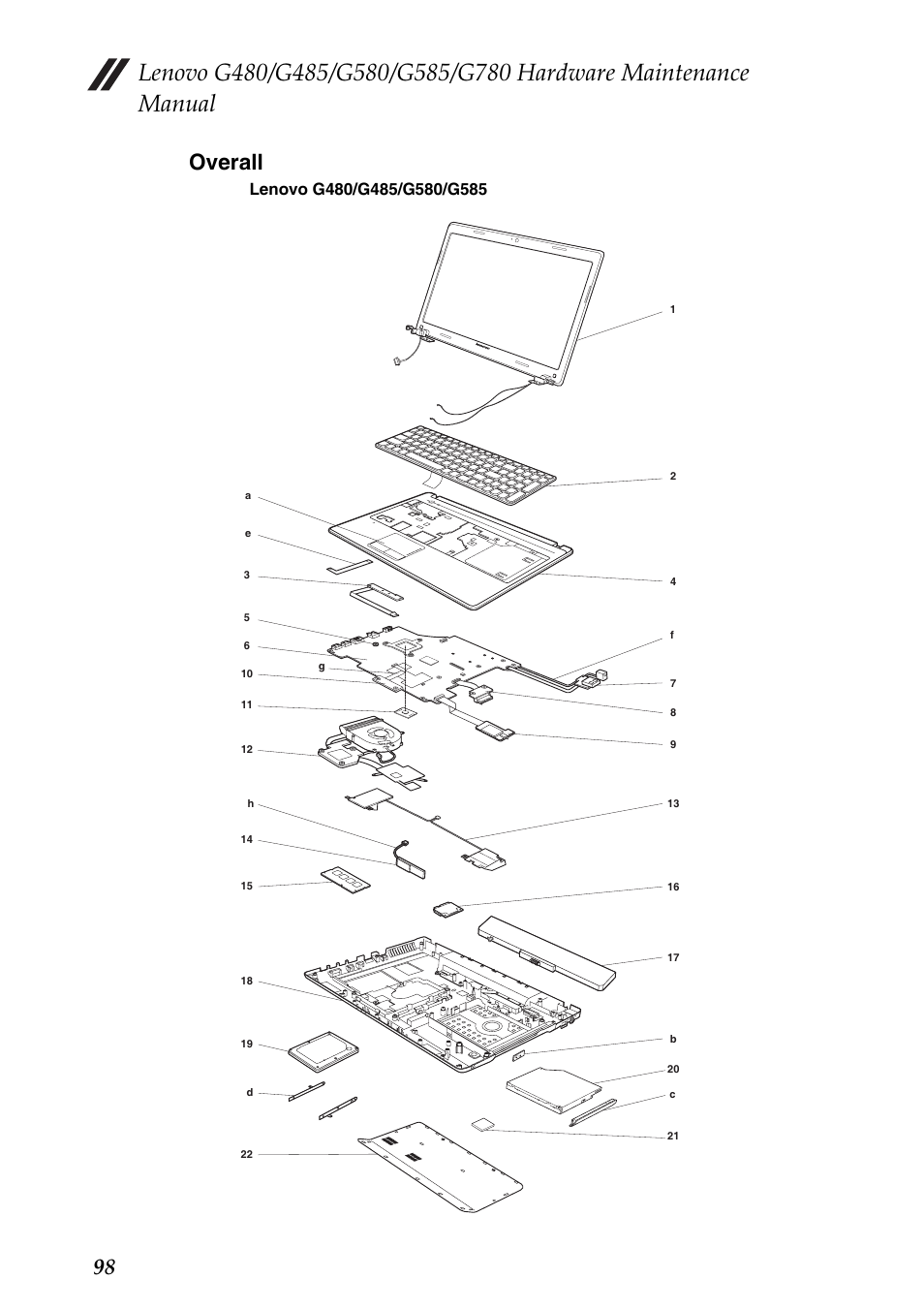 Overall, 98 overall | Lenovo G485 Notebook User Manual | Page 102 / 124