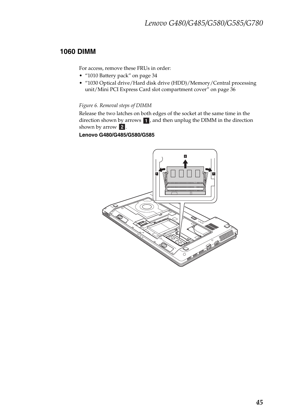 1060 dimm | Lenovo G485 Notebook User Manual | Page 49 / 124