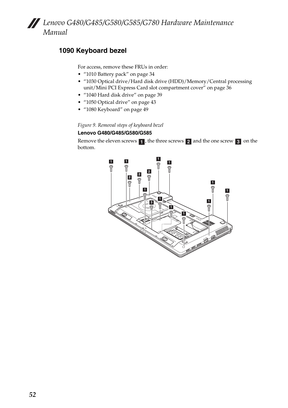 1090 keyboard bezel, Ab c | Lenovo G485 Notebook User Manual | Page 56 / 124