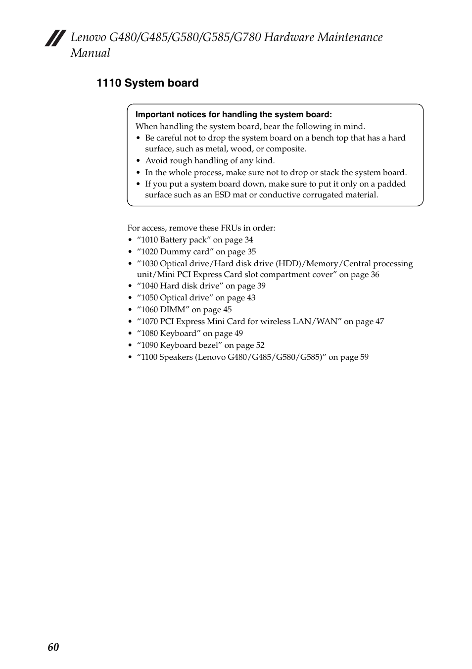 1110 system board | Lenovo G485 Notebook User Manual | Page 64 / 124