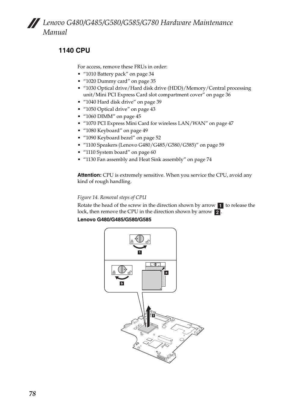 1140 cpu | Lenovo G485 Notebook User Manual | Page 82 / 124
