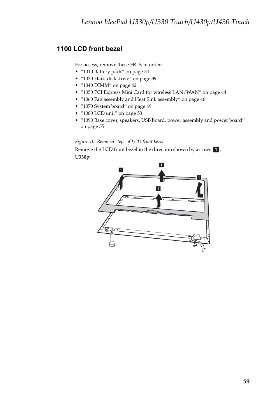 1100 lcd front bezel | Lenovo IdeaPad U330 Touch Notebook User Manual | Page 63 / 91