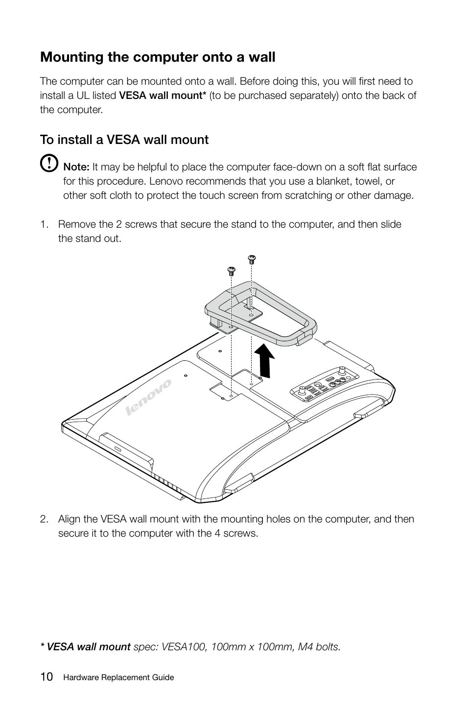 Mounting the computer onto a wall | Lenovo IdeaCentre B325 User Manual | Page 15 / 27