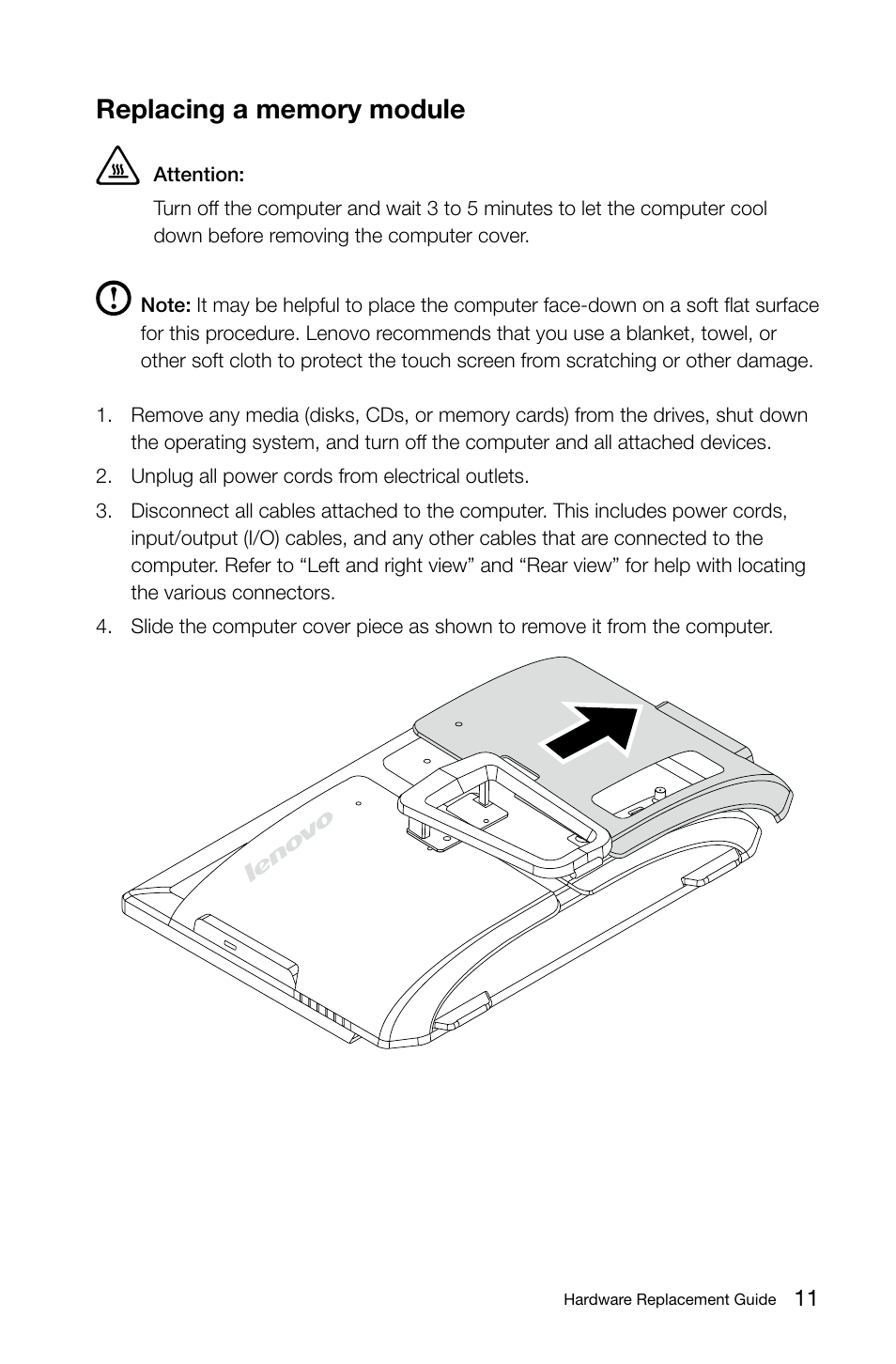 Replacing a memory module | Lenovo IdeaCentre B325 User Manual | Page 16 / 27