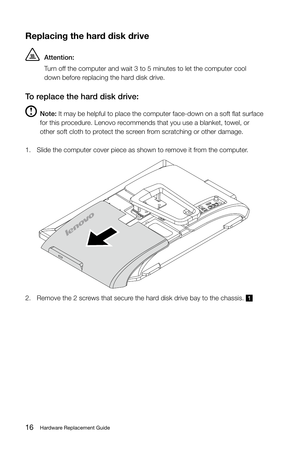 Replacing the hard disk drive | Lenovo IdeaCentre B325 User Manual | Page 21 / 27