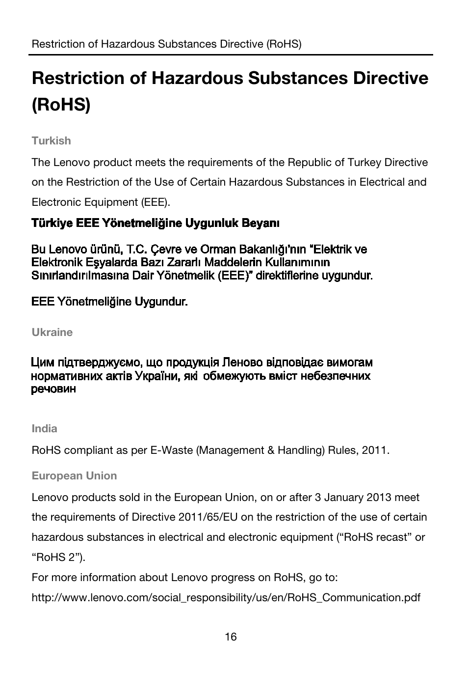Turkish, Ukraine, India | European union | Lenovo A7-40 Tablet User Manual | Page 17 / 203