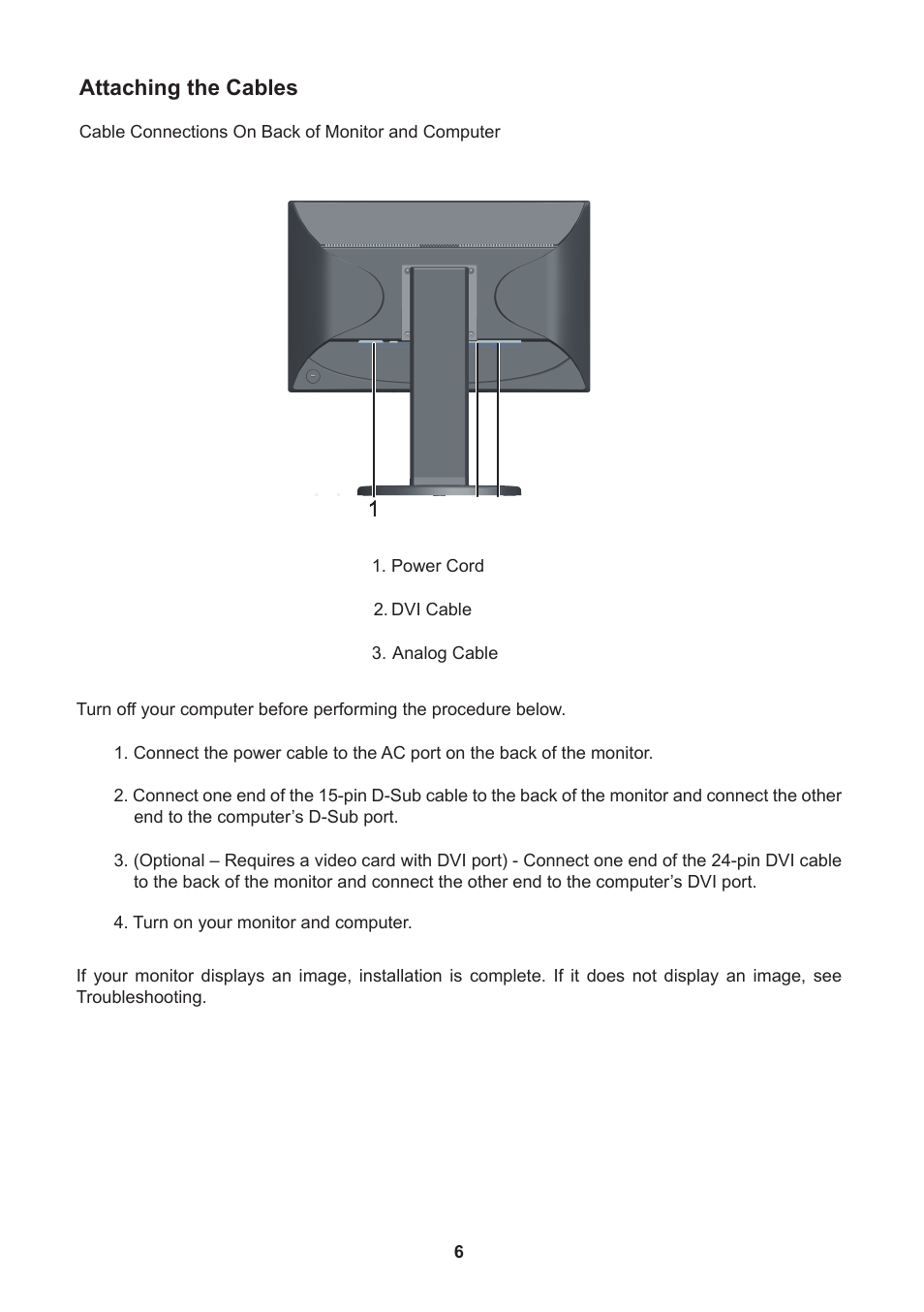 Attaching the cables | Lenovo ThinkVision E2003b 19.5” LED TFT Monitor User Manual | Page 8 / 16