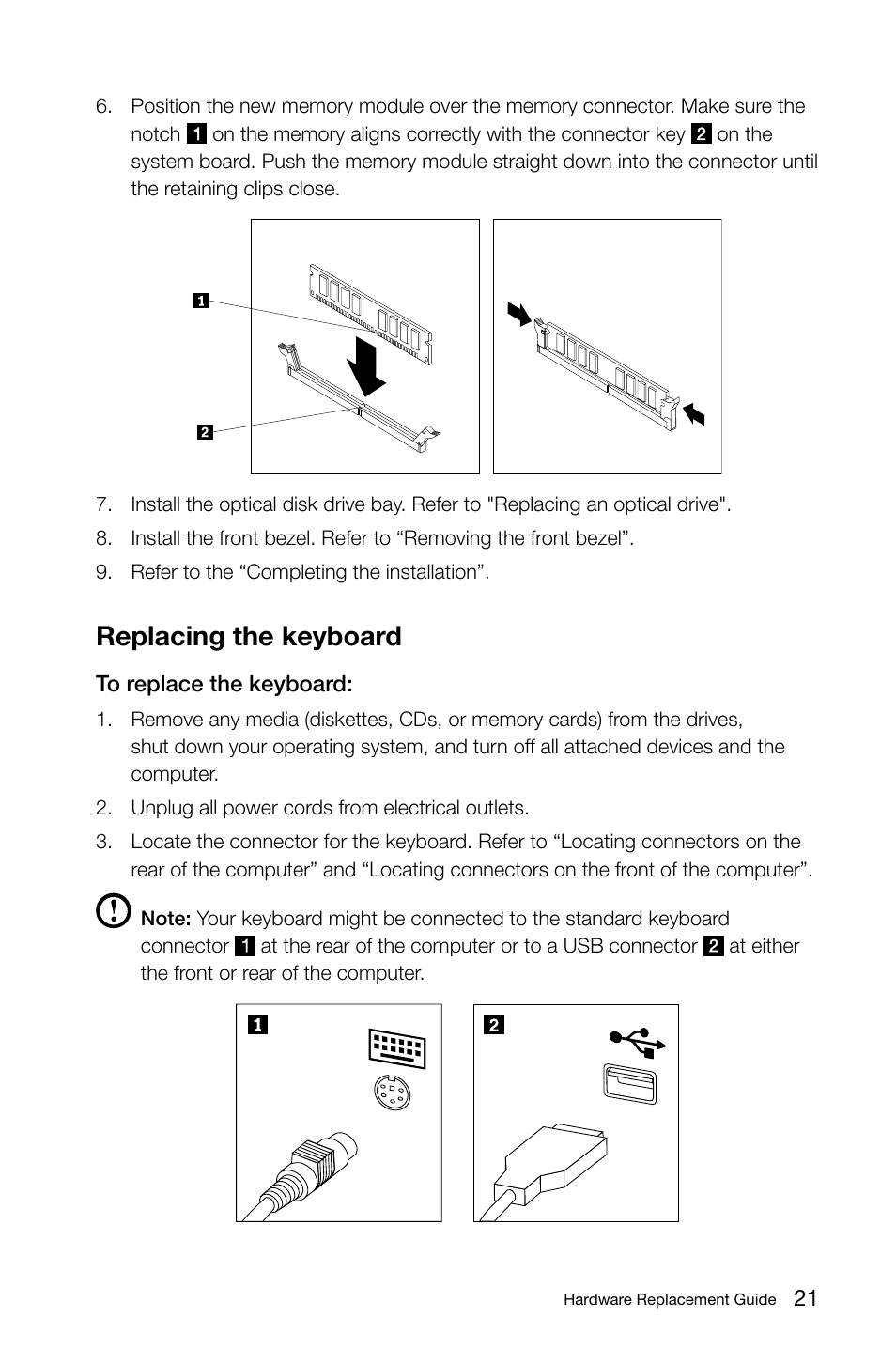 Replacing the keyboard | Lenovo 3000 H310 Desktop User Manual | Page 24 / 29