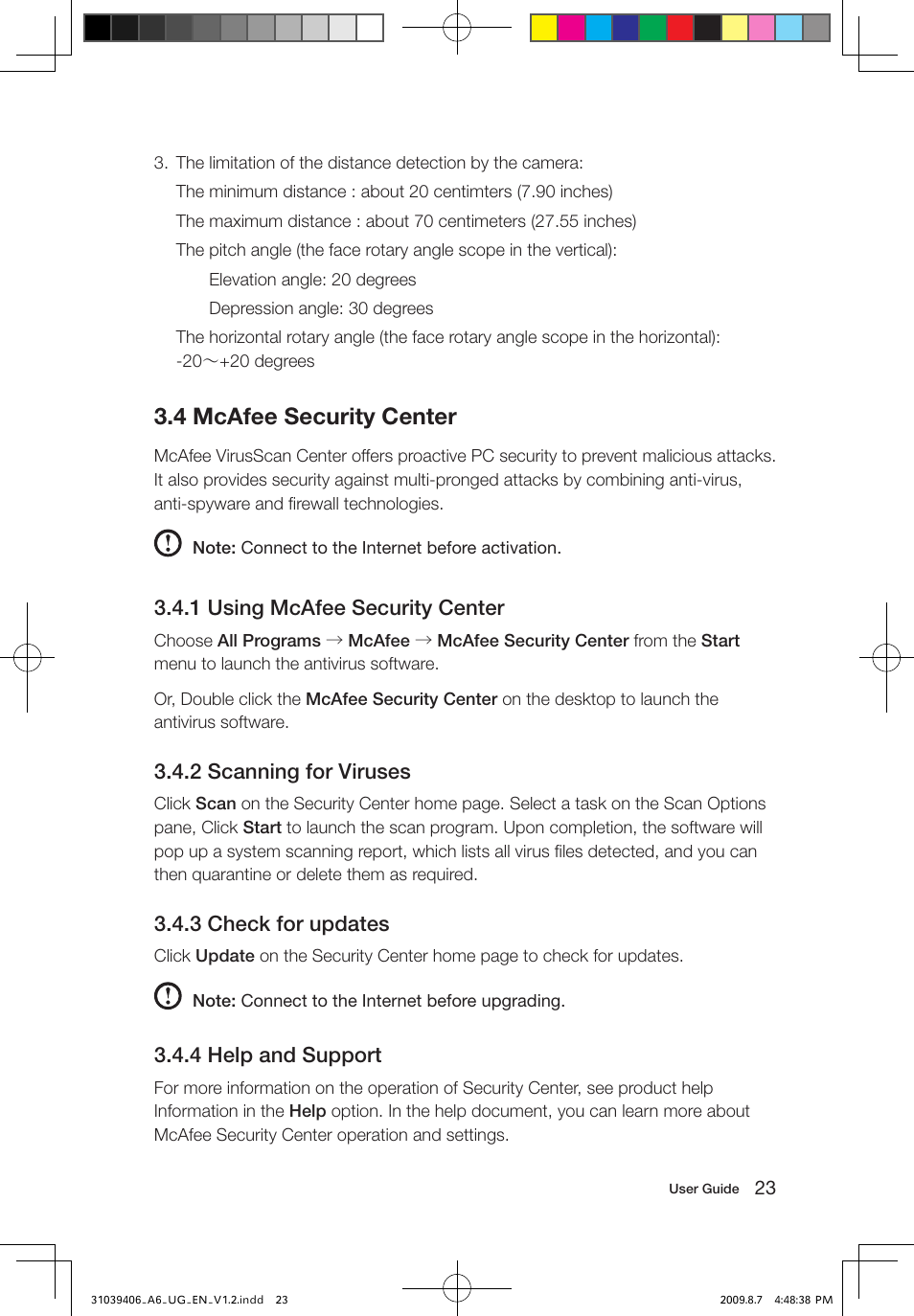 4 mcafee security center, 1 using mcafee security center, 2 scanning for viruses | 3 check for updates, 4 help and support | Lenovo IdeaCentre A600 User Manual | Page 28 / 41