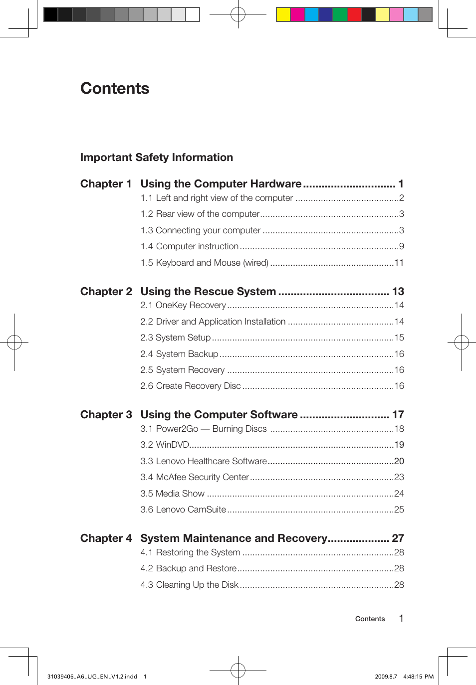 Lenovo IdeaCentre A600 User Manual | Page 4 / 41