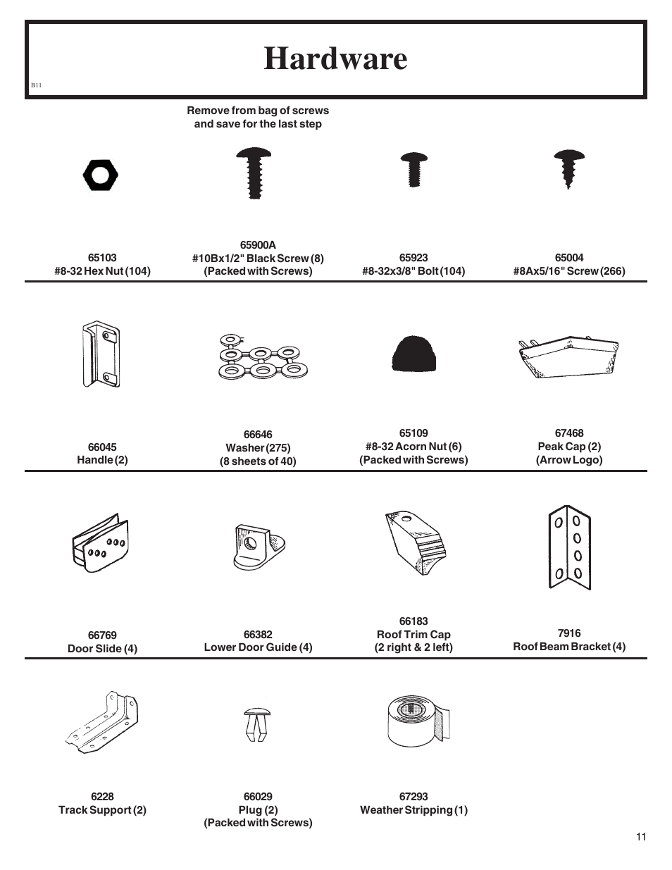 Hardware | Arrow Plastic SA8662-A User Manual | Page 11 / 32