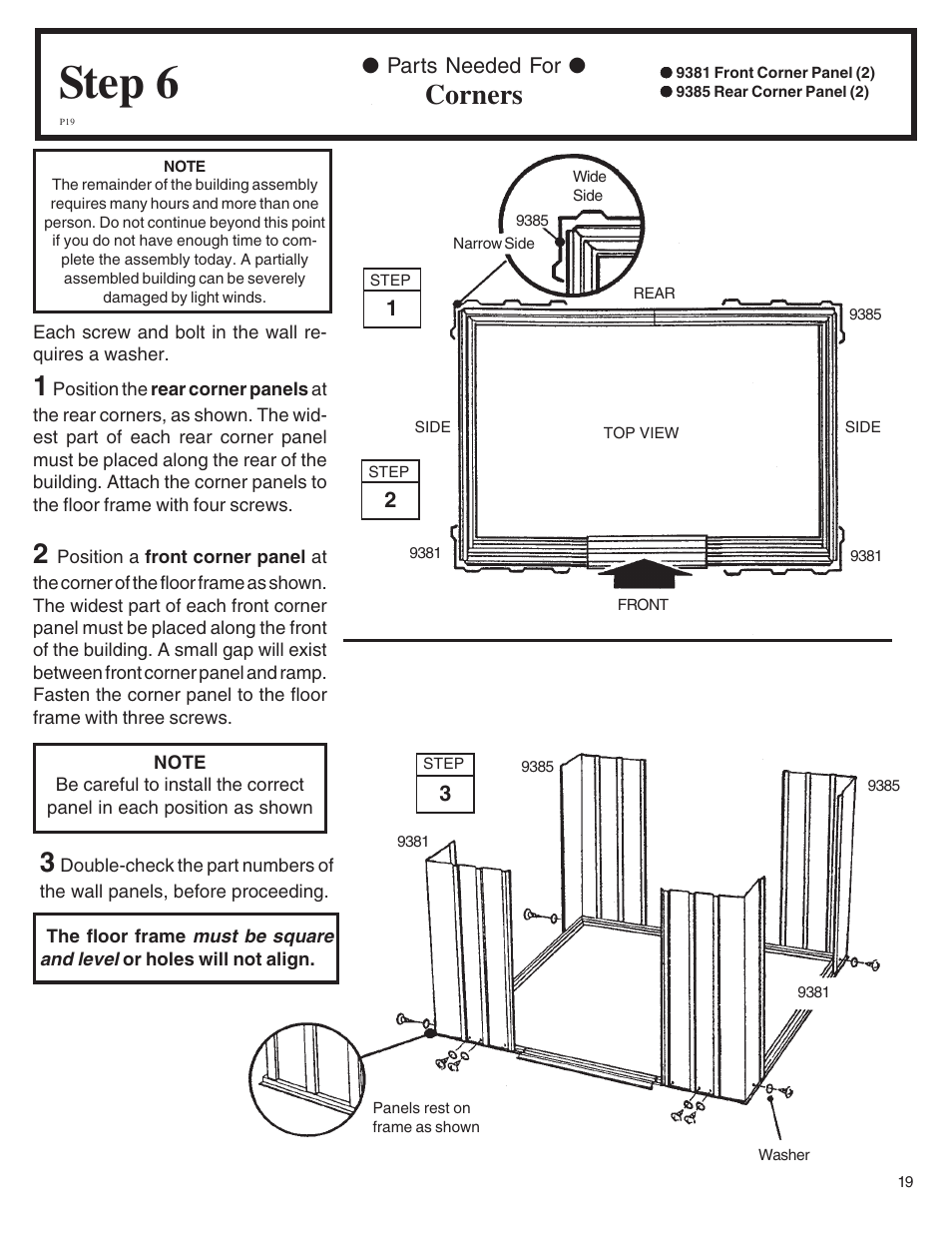 Step 6, Corners, Parts needed for | Arrow Plastic SA8662-A User Manual | Page 19 / 32