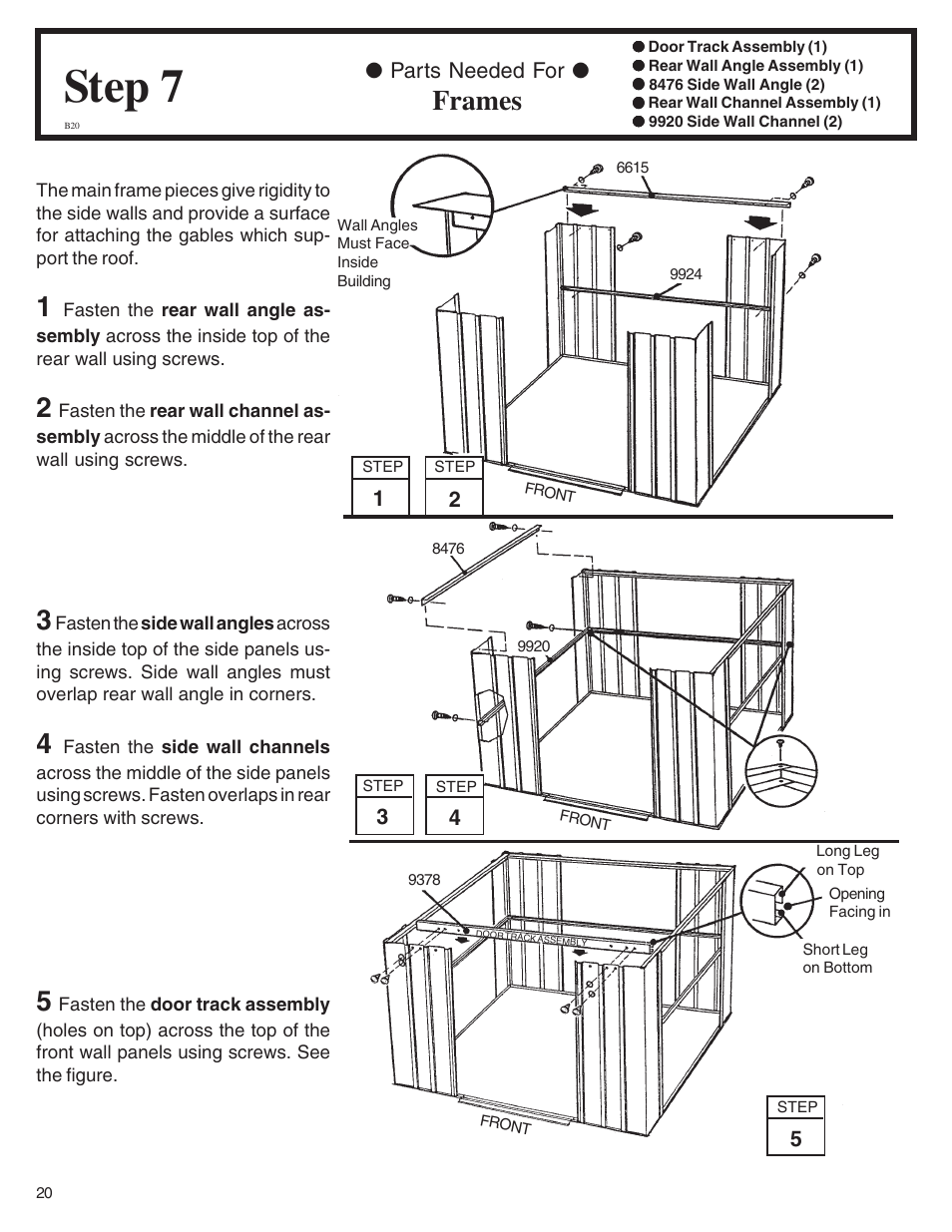 Step 7, Frames, Parts needed for | Arrow Plastic SA8662-A User Manual | Page 20 / 32