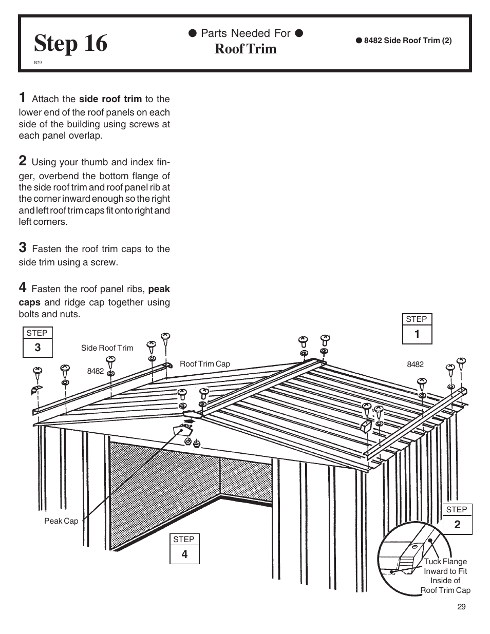 Step 16, Roof trim | Arrow Plastic SA8662-A User Manual | Page 29 / 32