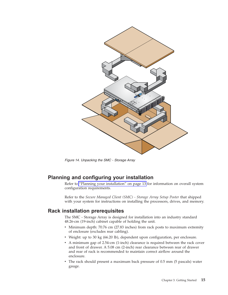 Planning and configuring your installation, Rack installation prerequisites, Planning | Configuring, Your, Installation, Rack, Prerequisites | Lenovo Secure Managed Client User Manual | Page 23 / 44