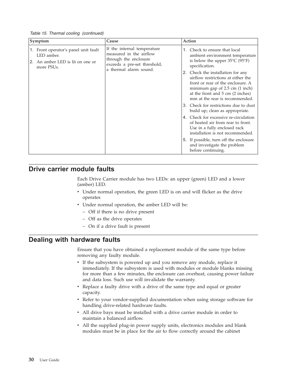 Drive carrier module faults, Dealing with hardware faults, Drive | Carrier, Module, Faults, Dealing, With, Hardware | Lenovo Secure Managed Client User Manual | Page 38 / 44