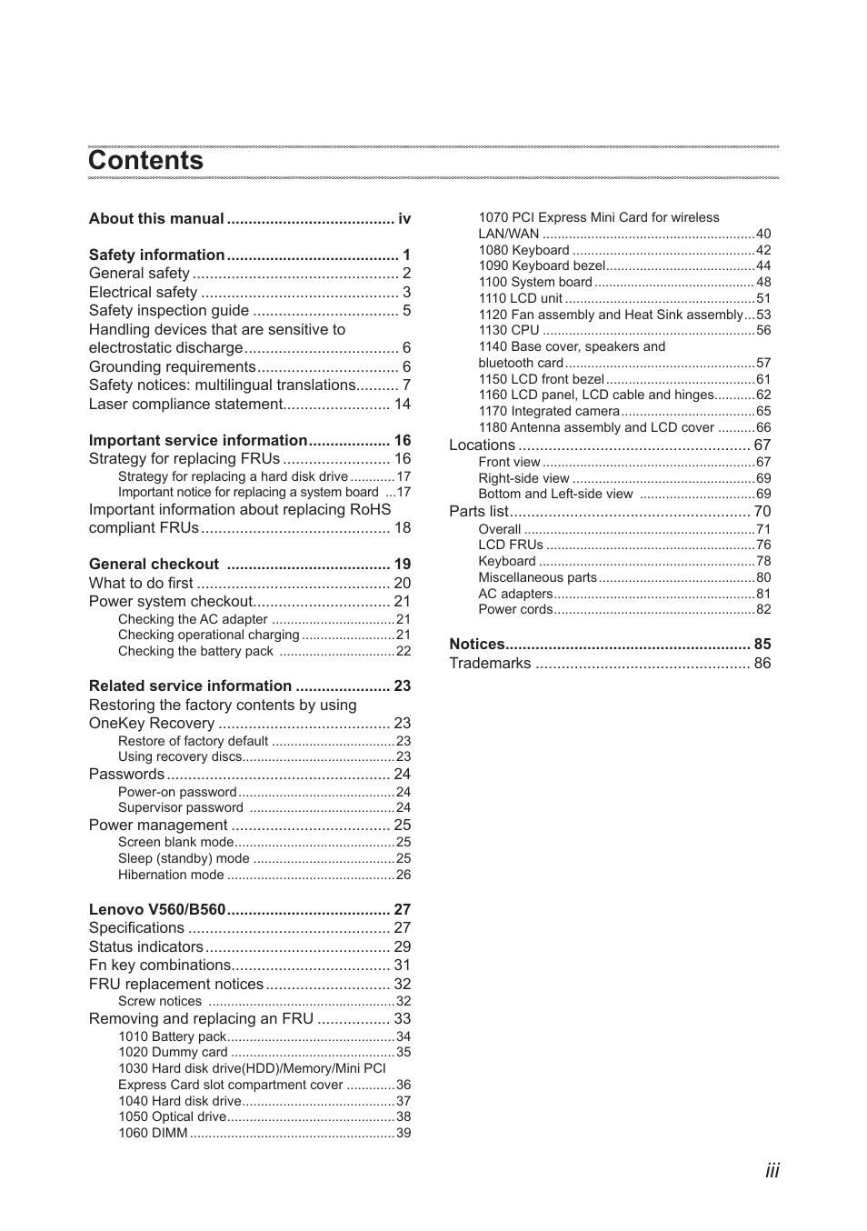 Lenovo V560 Notebook User Manual | Page 3 / 90