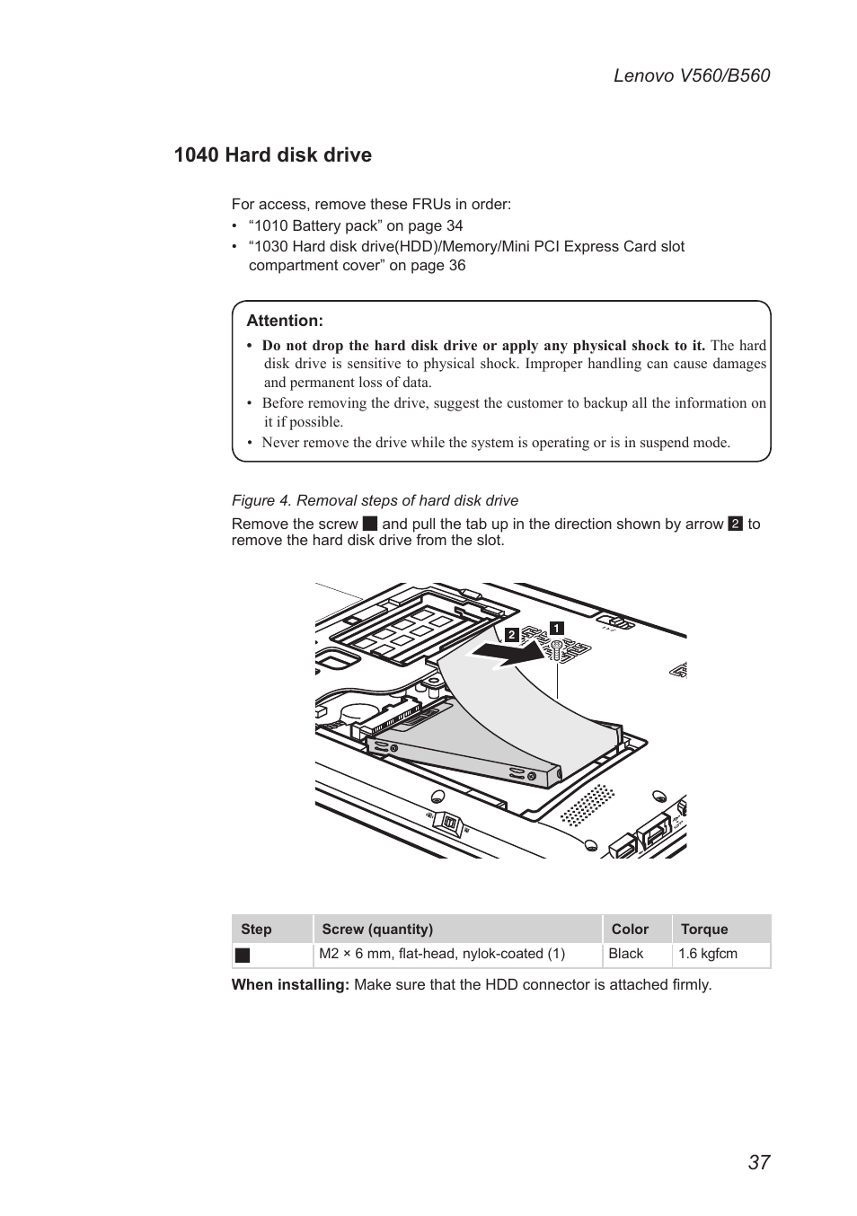 1040 hard disk drive | Lenovo V560 Notebook User Manual | Page 41 / 90