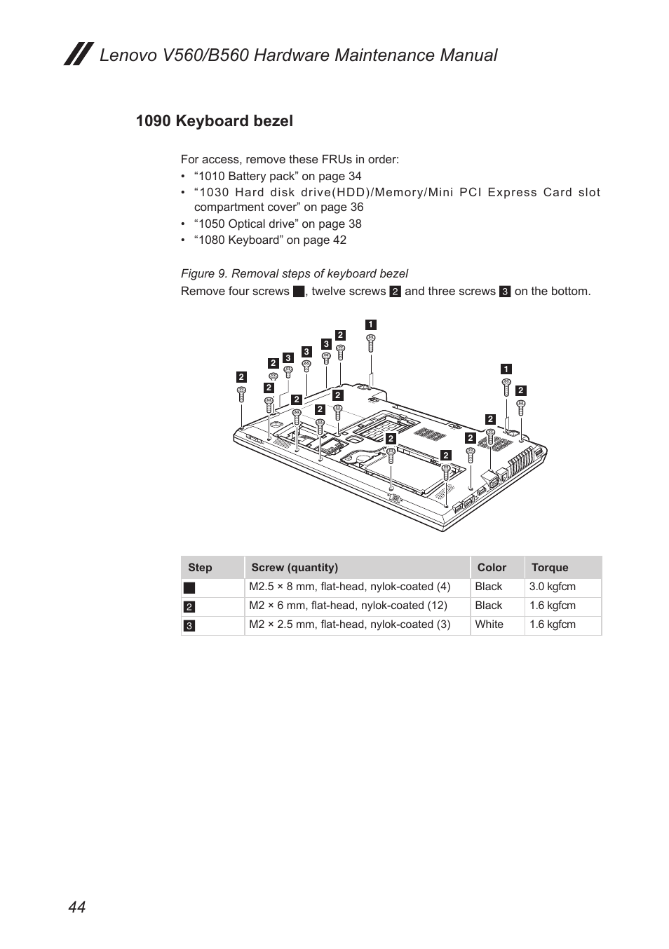 1090 keyboard bezel | Lenovo V560 Notebook User Manual | Page 48 / 90