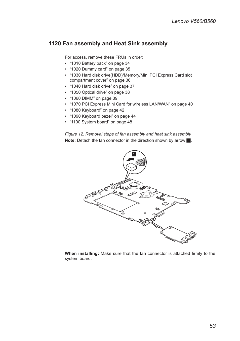 1120 fan assembly and heat sink assembly | Lenovo V560 Notebook User Manual | Page 57 / 90