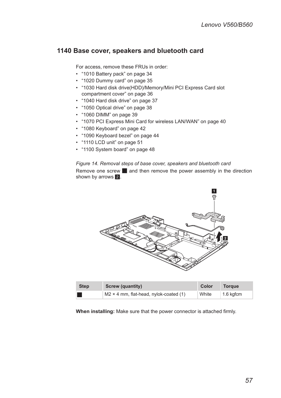 1140 base cover, speakers and bluetooth card, 1140 base cover, speakers and, Bluetooth card | Lenovo V560 Notebook User Manual | Page 61 / 90