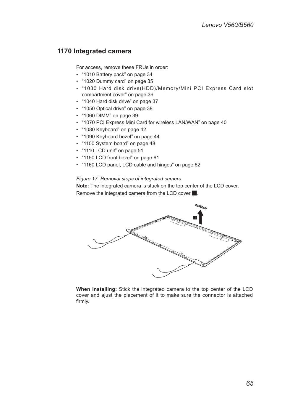 1170 integrated camera | Lenovo V560 Notebook User Manual | Page 69 / 90