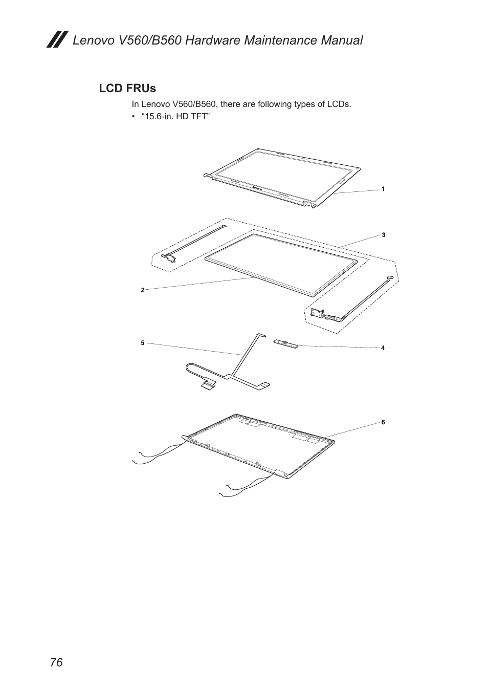 Lcd frus | Lenovo V560 Notebook User Manual | Page 80 / 90