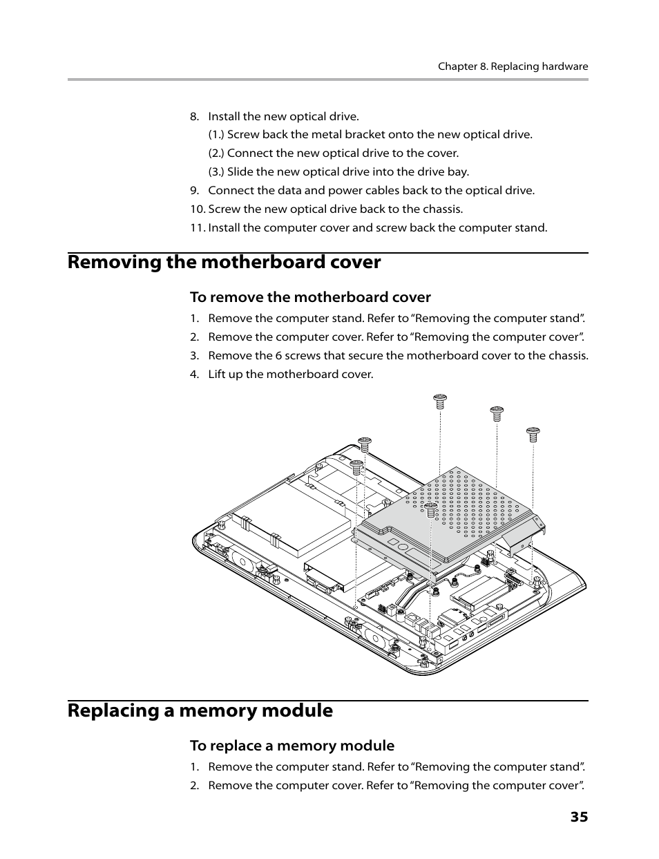 Removing the motherboard cover | Lenovo C200 All-In-One User Manual | Page 37 / 56
