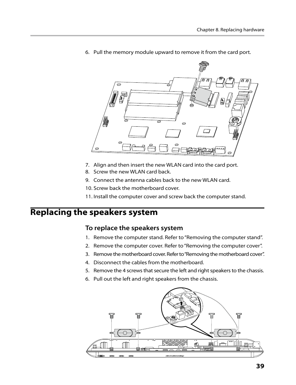 Replacing the speakers system | Lenovo C200 All-In-One User Manual | Page 41 / 56