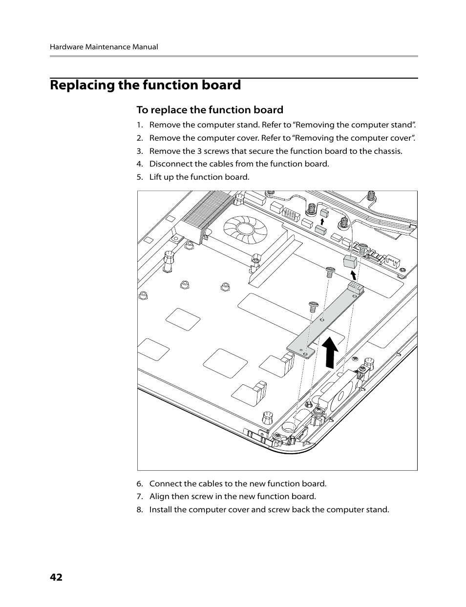 Replacing the function board | Lenovo C200 All-In-One User Manual | Page 44 / 56