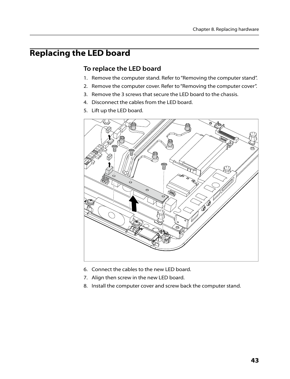 Replacing the led board | Lenovo C200 All-In-One User Manual | Page 45 / 56