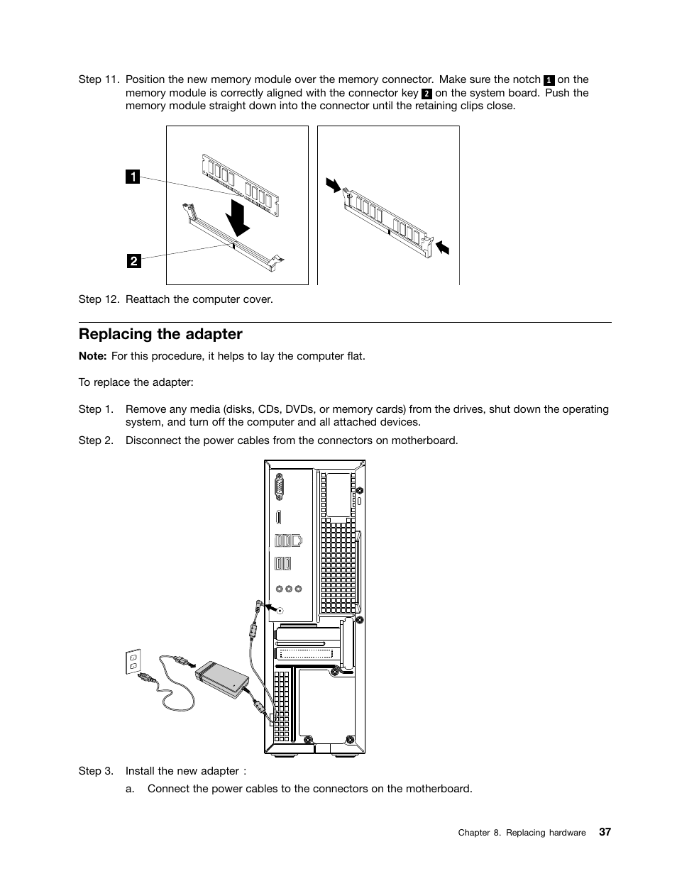 Replacing the adapter | Lenovo H30-00 Desktop User Manual | Page 43 / 73