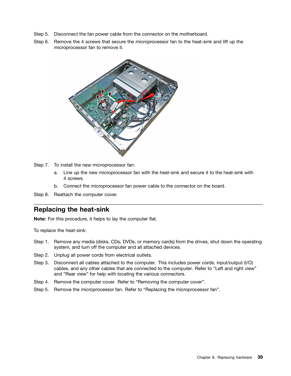 Replacing the heat-sink | Lenovo H30-00 Desktop User Manual | Page 45 / 73