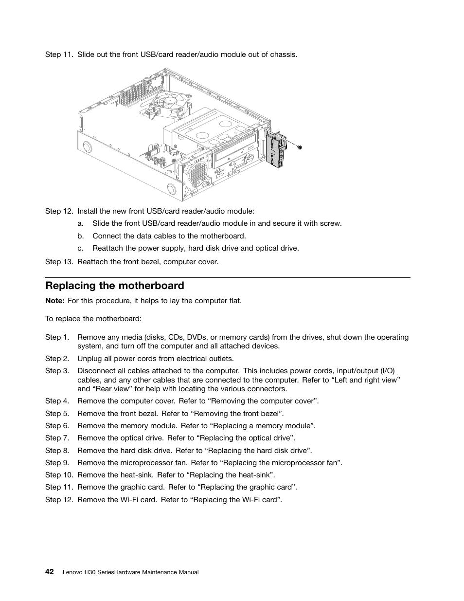 Replacing the motherboard | Lenovo H30-00 Desktop User Manual | Page 48 / 73