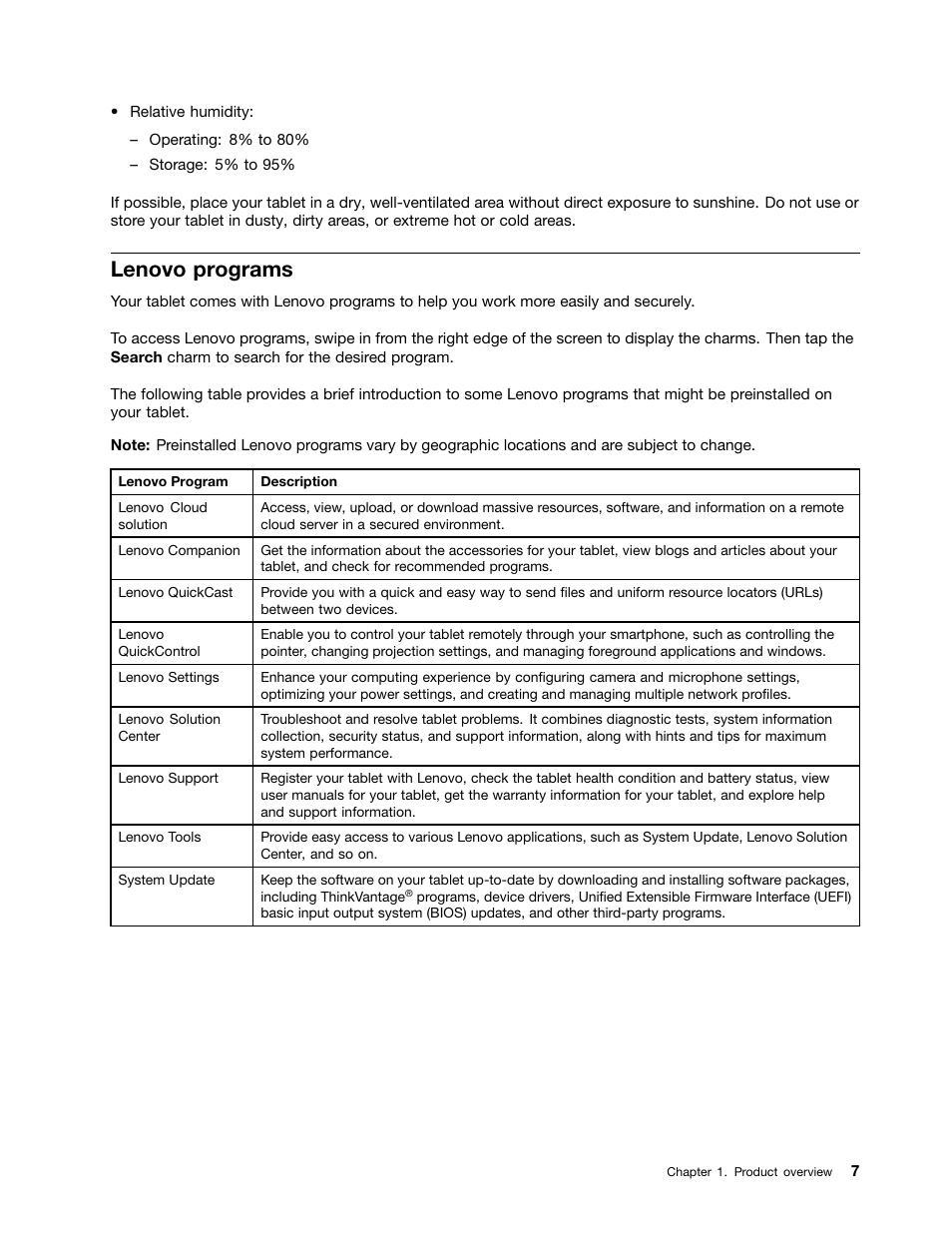 Lenovo programs | Lenovo ThinkPad 8 User Manual | Page 15 / 74