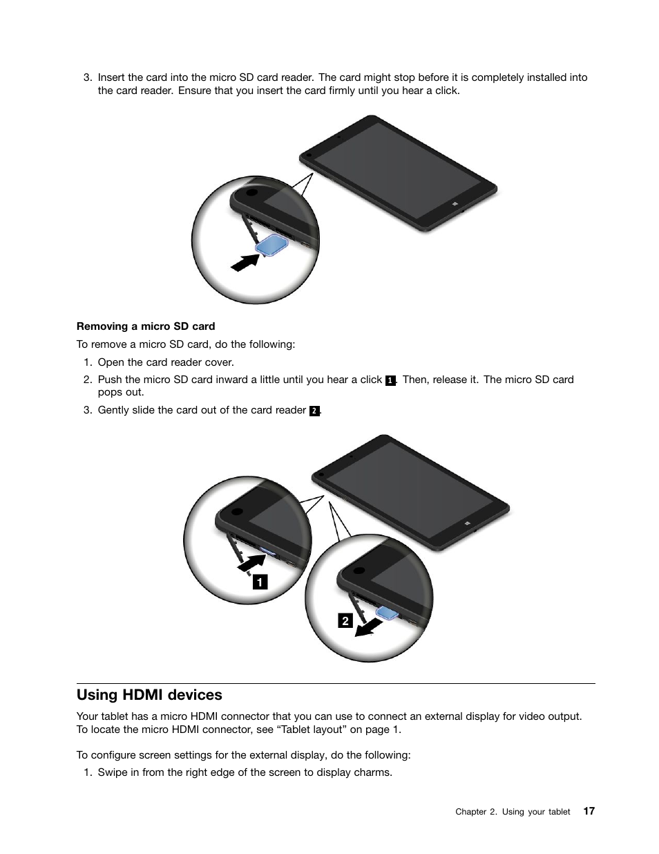 Using hdmi devices | Lenovo ThinkPad 8 User Manual | Page 25 / 74