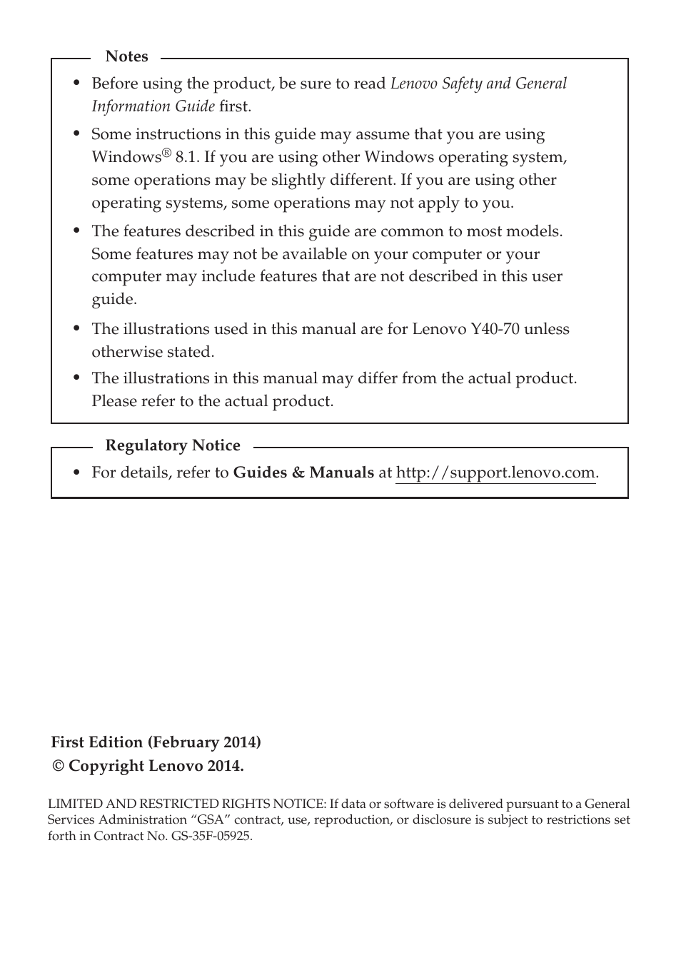 Lenovo Y40-70 User Manual | Page 2 / 38