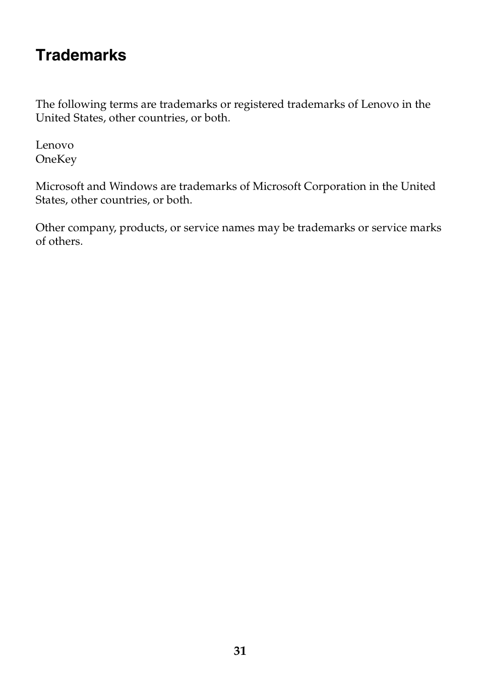 Trademarks | Lenovo Y40-70 User Manual | Page 37 / 38