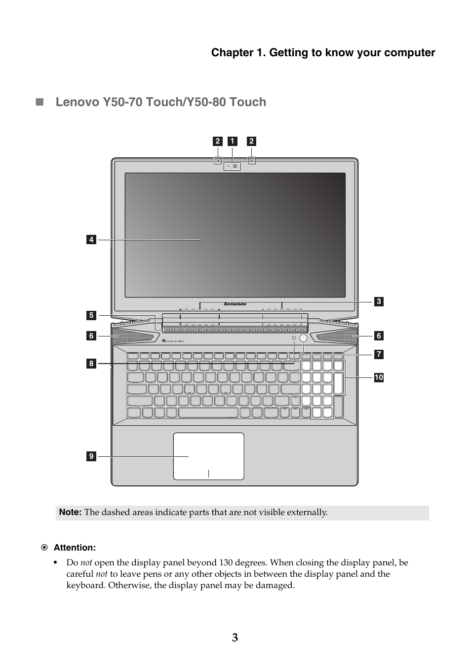 Chapter 1. getting to know your computer | Lenovo Y40-70 User Manual | Page 9 / 38