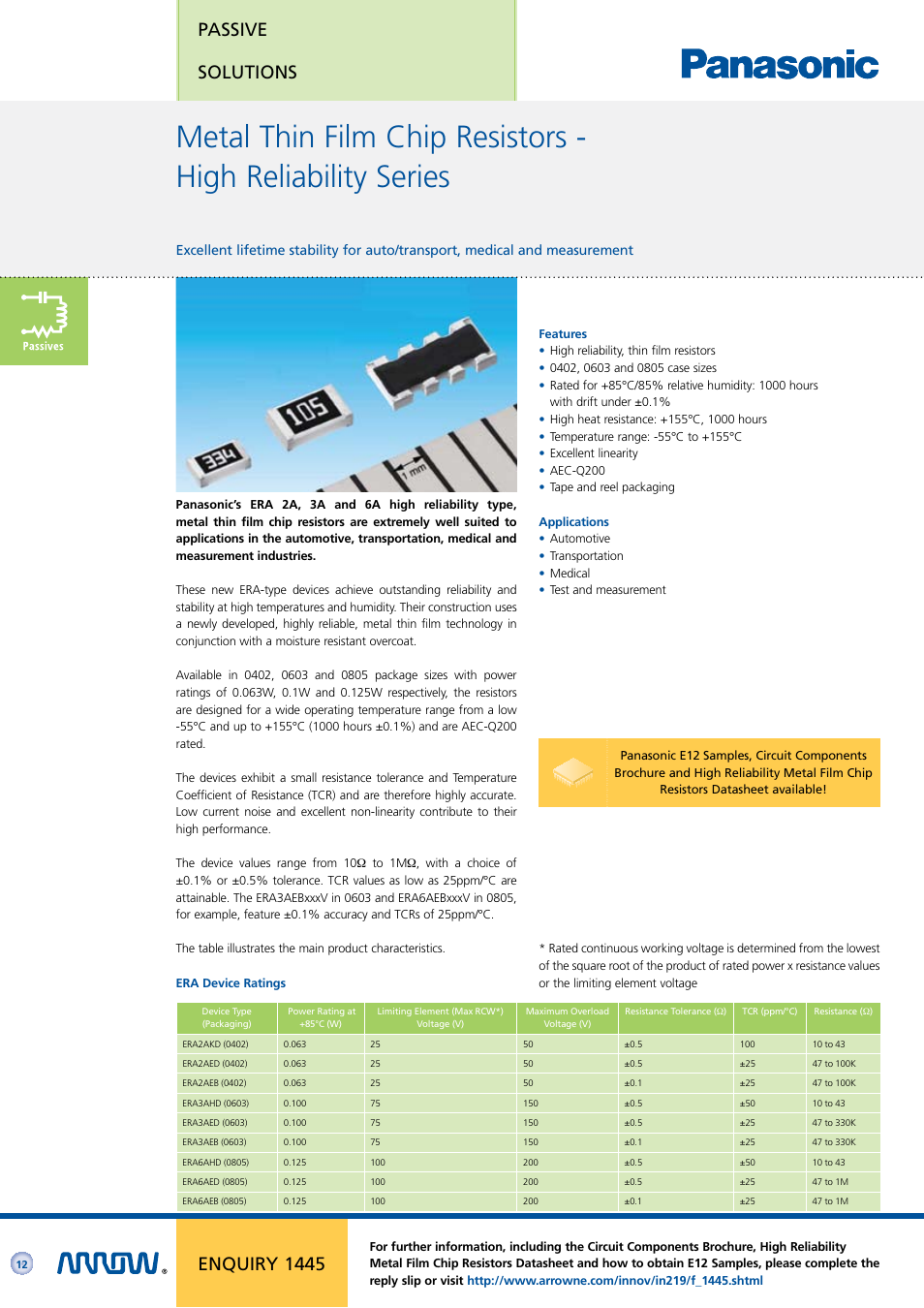 Passive solutions, Enquiry 1445 | Arrow Plastic 3M Network Card User Manual | Page 12 / 36
