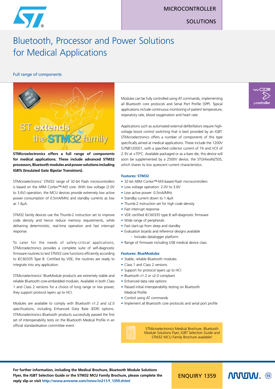 Microcontroller solutions, Enquiry 1359 | Arrow Plastic 3M Network Card User Manual | Page 15 / 36