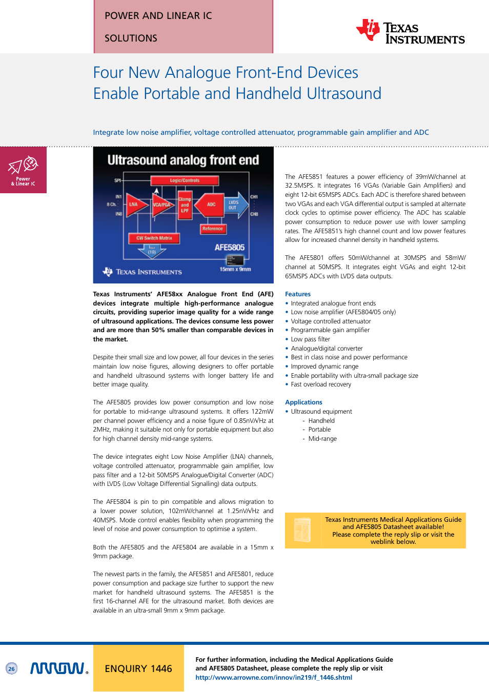 Power and linear ic solutions, Enquiry 1446 | Arrow Plastic 3M Network Card User Manual | Page 26 / 36