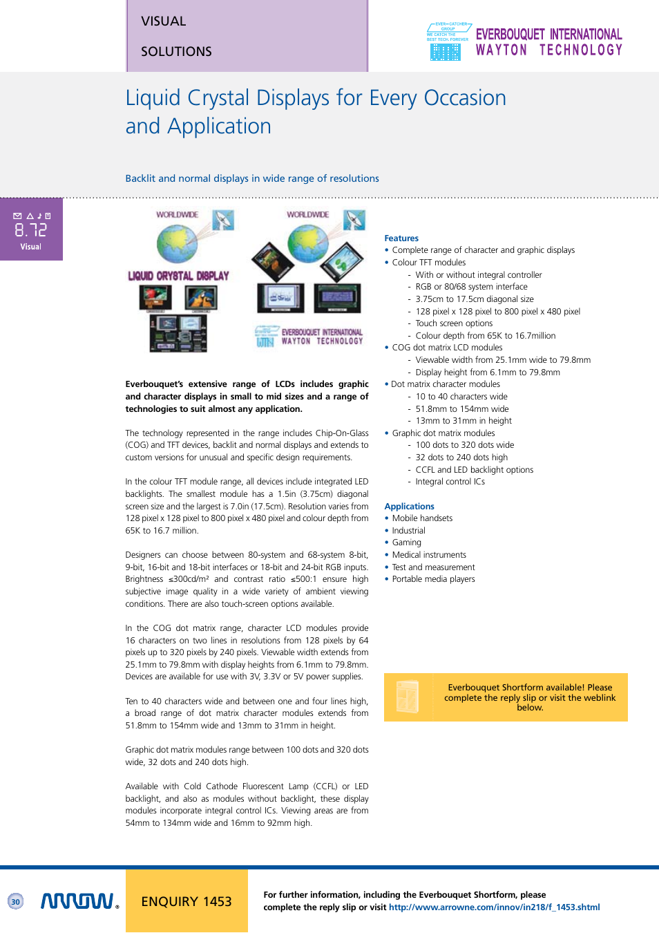 Visual solutions, Enquiry 1453 | Arrow Plastic 3M Network Card User Manual | Page 30 / 36