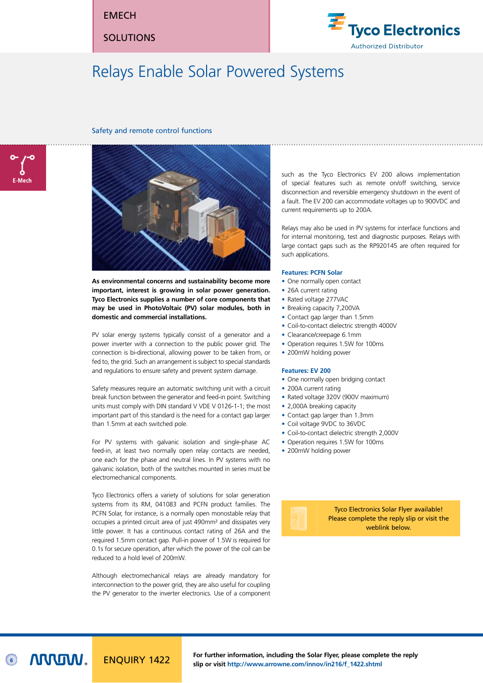 Relays enable solar powered systems, Emech solutions, Enquiry 1422 | Arrow Plastic 3M Network Card User Manual | Page 6 / 36