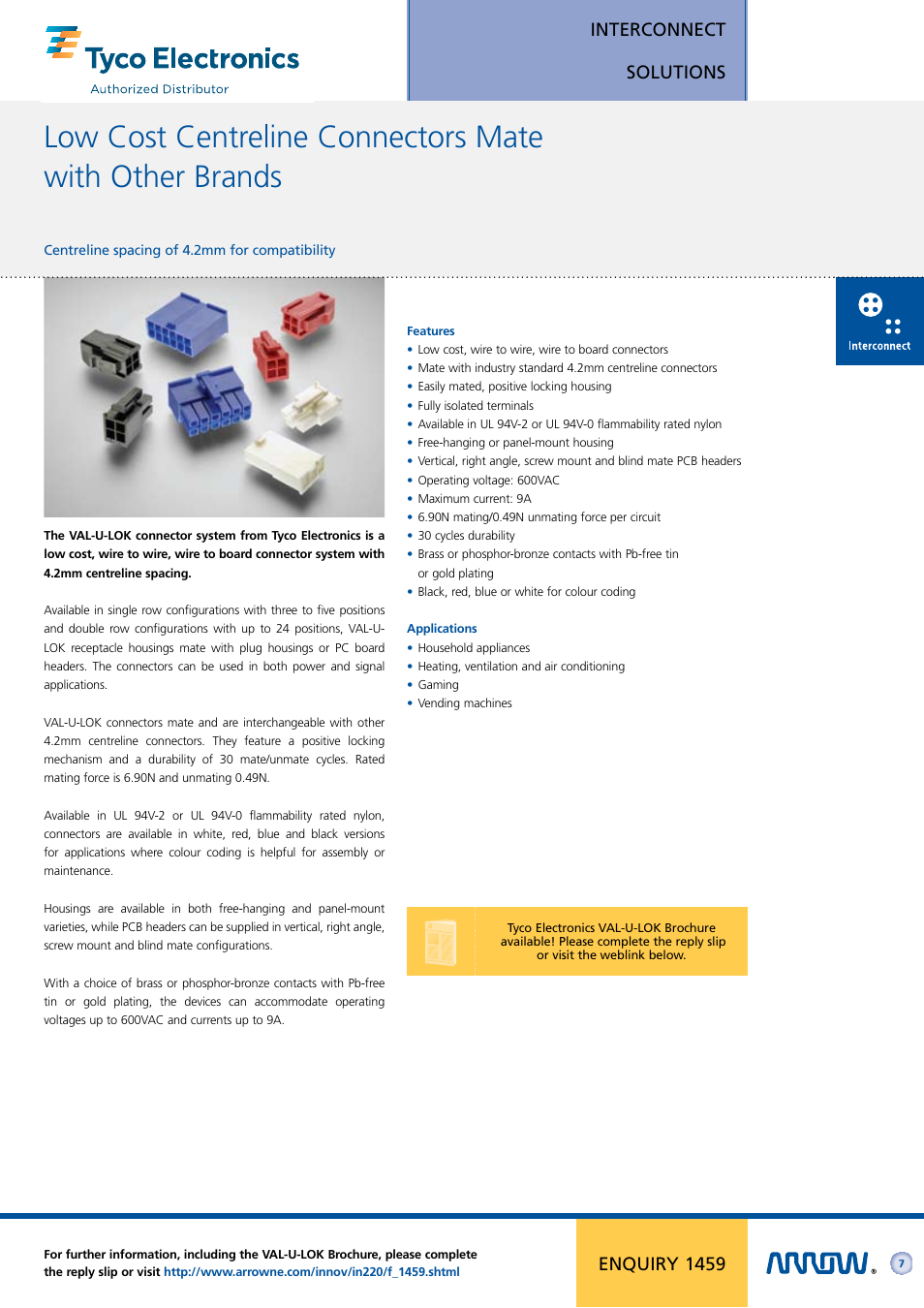 Interconnect solutions, Enquiry 1459 | Arrow Plastic 3M Network Card User Manual | Page 7 / 36