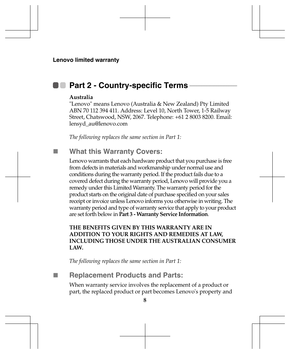 Part 2 - country-specific terms | Lenovo IdeaTab Lynx K3011W User Manual | Page 8 / 24